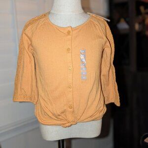 🐲3 FOR $9🦄 NEW OshKosh B'Gosh 3/4 Sleeve Crepe Button Tie Front Top Shirt 4T